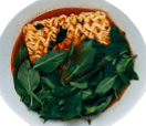 Healthy noodle with spinach leaf