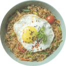 Hot spicy fried rice with omelet